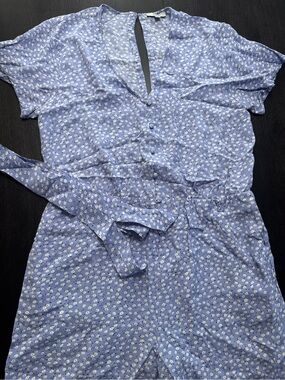 Rails Blue Floral Short-Sleeve Jumpsuit
